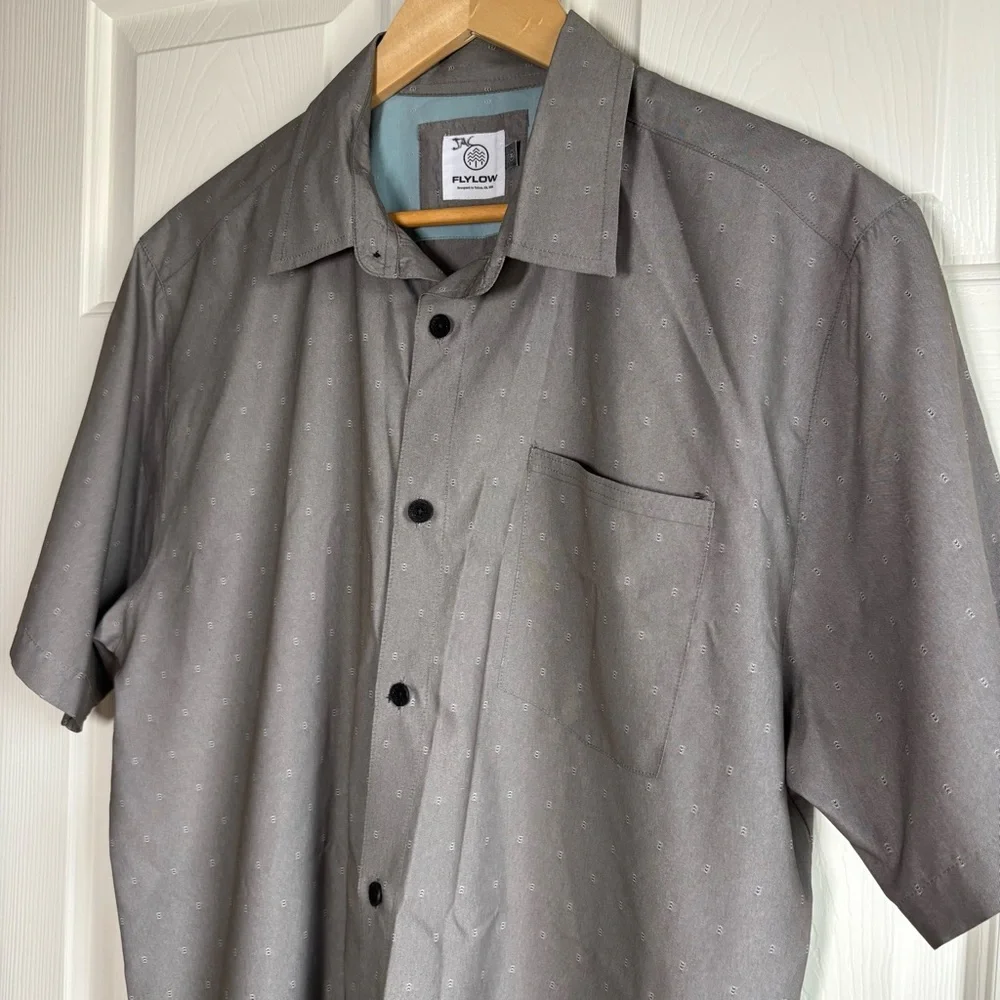 FLYLOW Shirt Men's XL Anderson Gray Button Down Short Sleeve Performance Outdoor - Picture 4 of 10